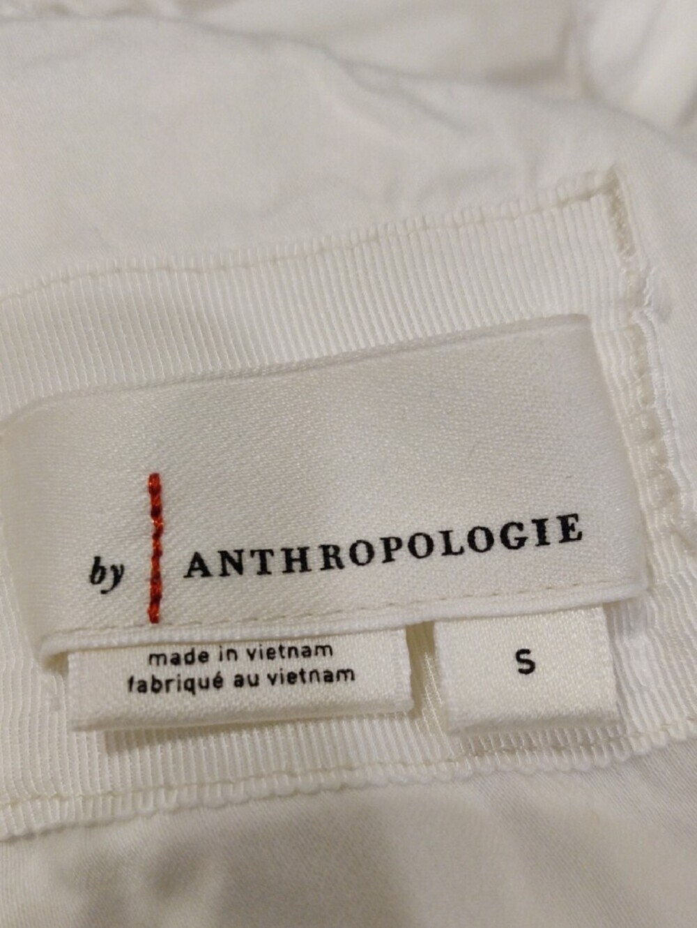Anthropologie White Top with Subtle Red Stitch Detail - Picture 9 of 15